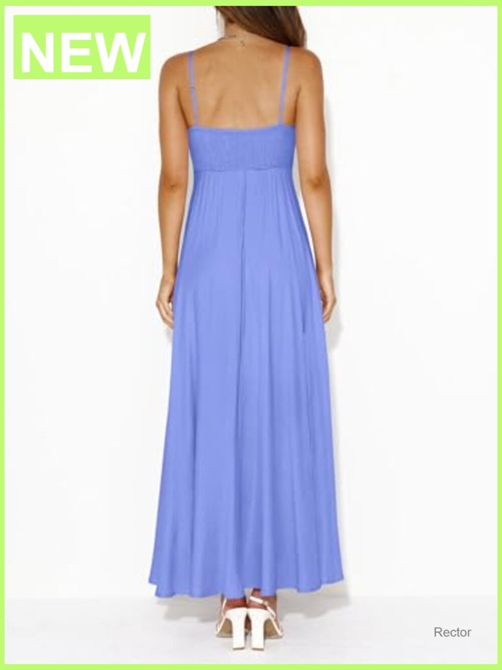 Smocked Square Neck Maxi Dress Sleeveless Flowy Boho Summer Sundress A-Line - Picture 5 of 7